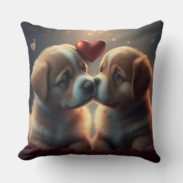 Coussin Amour de chiot mignon  (Recto)