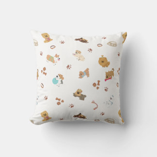 Coussin Amour de chiot motif sans couture | Chiens joueurs