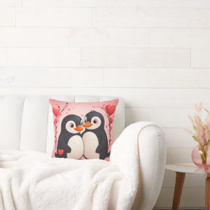 Coussin Amour de pingouin d'amour éternel
