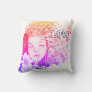 Coussin Amour de pouvoir floral féminin