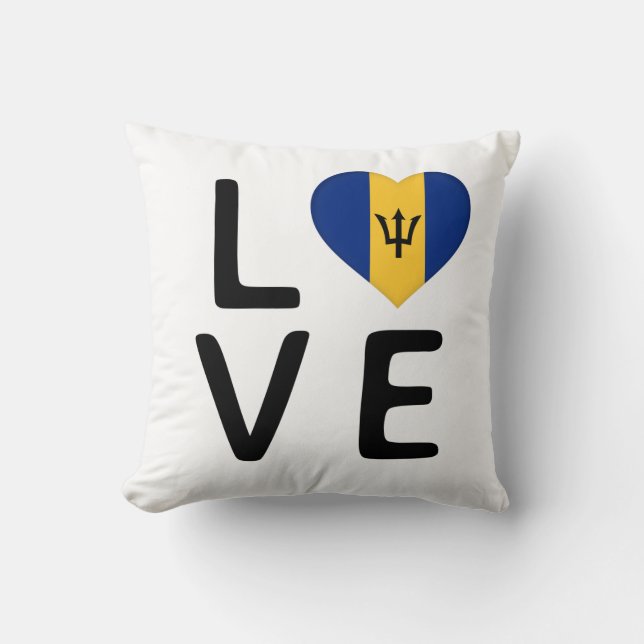 Coussin Amour - Drapeau de la Barbade (Recto)