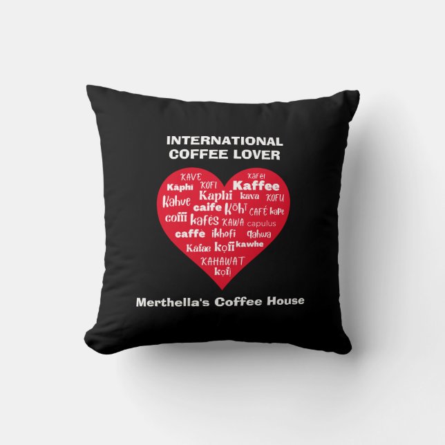 Coussin AMOUR DU CAFÉ DU COEUR Rouge (Recto)