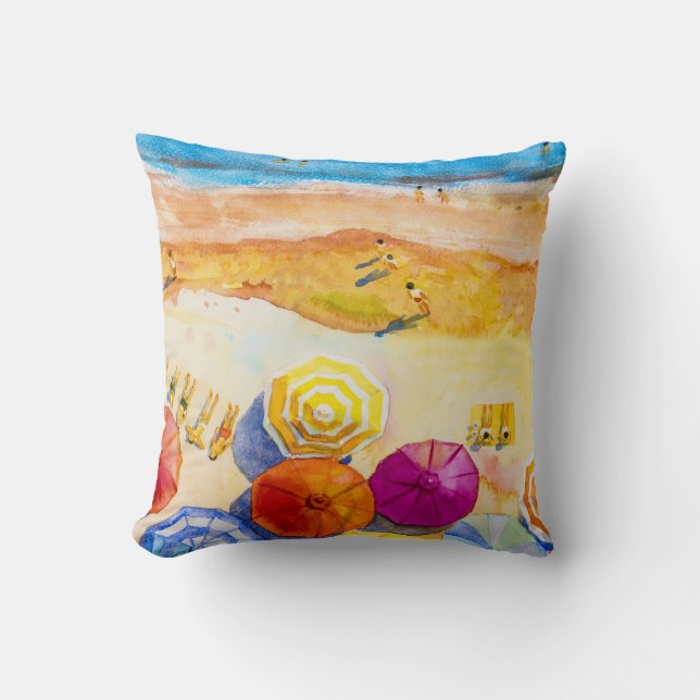 Coussin Amour du paysage marin : aquarelle peinture de vac (Recto)