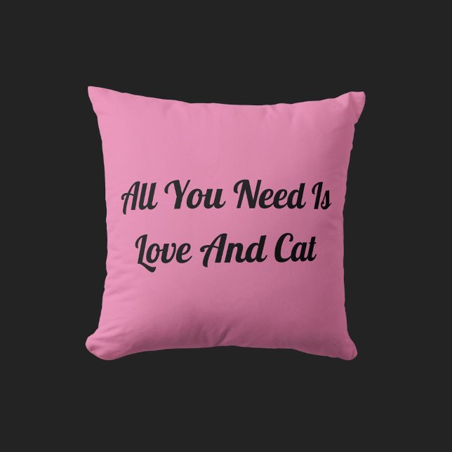 Coussin Amour Et Chat Personnalisé Citation Cute Clair Ros (Créateur téléchargé)