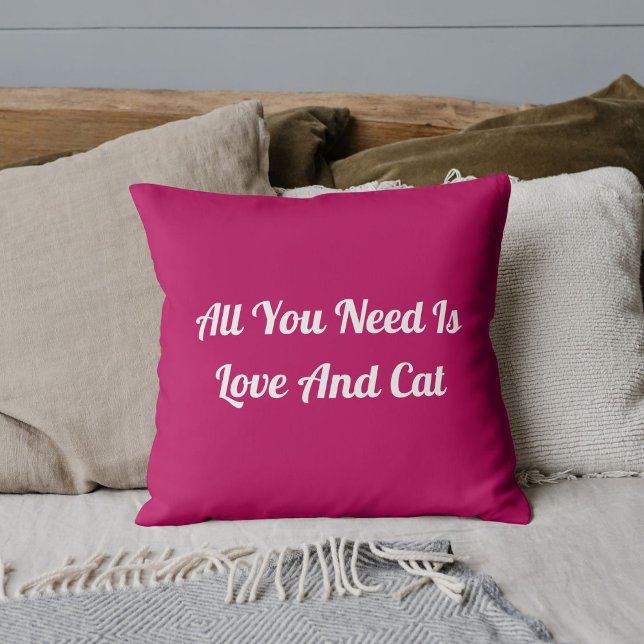 Coussin Amour Et Chat Personnalisé Citation Cute Rose (Créateur téléchargé)