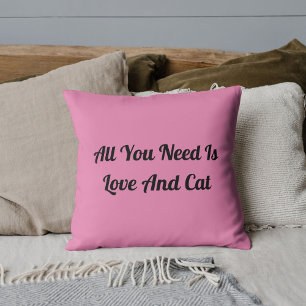 Coussin Amour Et Chat Personnalisé Rose Pâle Mignon