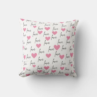 Coussin Amour et Coeurs roses