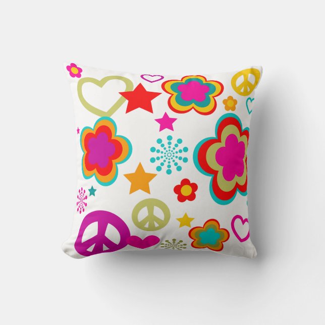 Coussin Amour et tout de paix Girly (Recto)