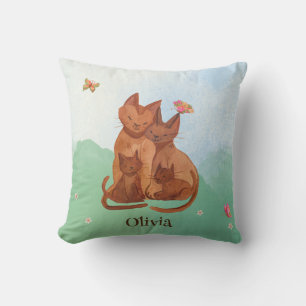 Coussin Amour Famille de chats