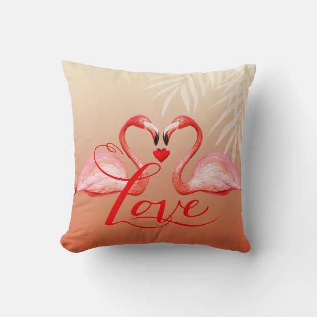Coussin Amour Flamant rose | pêche (Recto)