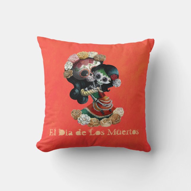 Coussin Amour maternel squelettique mexicain (Recto)