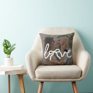 Coussin Amour Moderne Arc Personnalisé Couple Mariage Phot