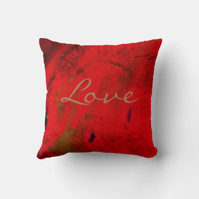 Coussin Amour moderne Rouge violet Conception abstraite (Verso)