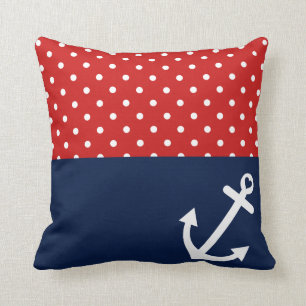 Coussin Amour nautique classique de point de polka