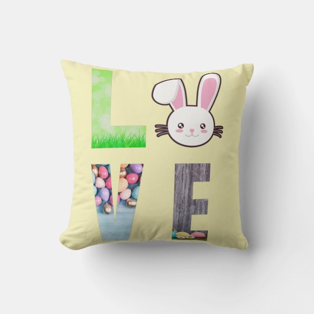 Coussin Amour Pâques - Lapin de Pâques - Oeuf de Pâques (Recto)