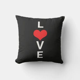 Coussin Amour Rouge Coeur Mignon Saint-Valentin Blanc Noir