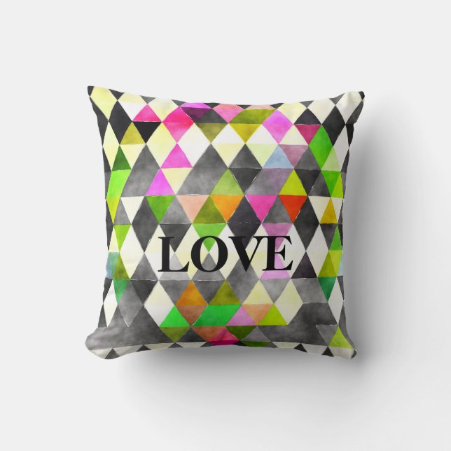 Coussin Amour Triangles Géométriques Abstraits (Recto)