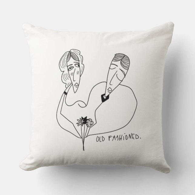 Coussin Amoureux de couple d'amour à l'ancienne décoration (Recto)