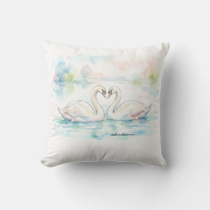 Coussin Amoureux de cygnes - Saint-Valentin