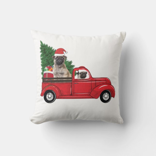 Coussin Amoureux de les chiens de Noël Propriétaires Noël  (Recto)