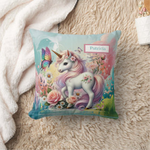 Coussin Amoureux de licorne mignonne ajouter un nom