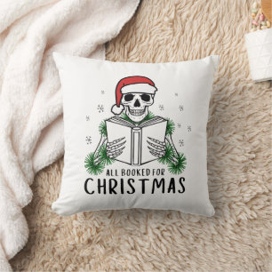 Coussin Amoureux de livres drôles Noël Lecture Squelette