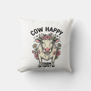 Coussin Amoureux de vaches mignonnes Art animalier de ferm