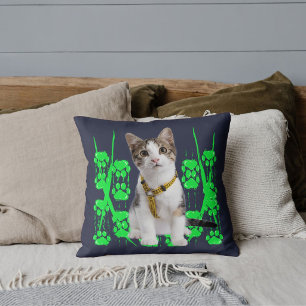 Coussin Amoureux des chats Amis des animaux Lime Patte Ble
