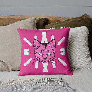 Coussin Amoureux des chats Amis des animaux Rayures blanch