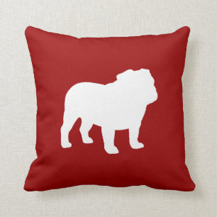 Coussin Amoureux des chiens anglais Silhouette rouge et bl