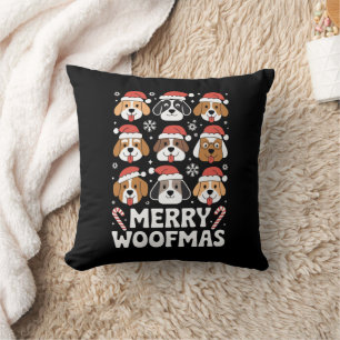 Coussin Amoureux des chiens de Dog Mama Christmas Joyeux W
