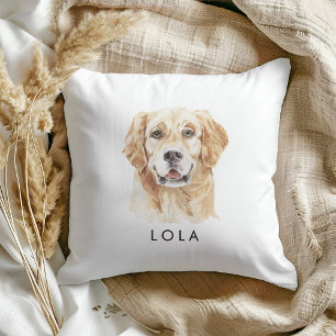 Coussin Amoureux des chiens de recherche d'aquarelle perso