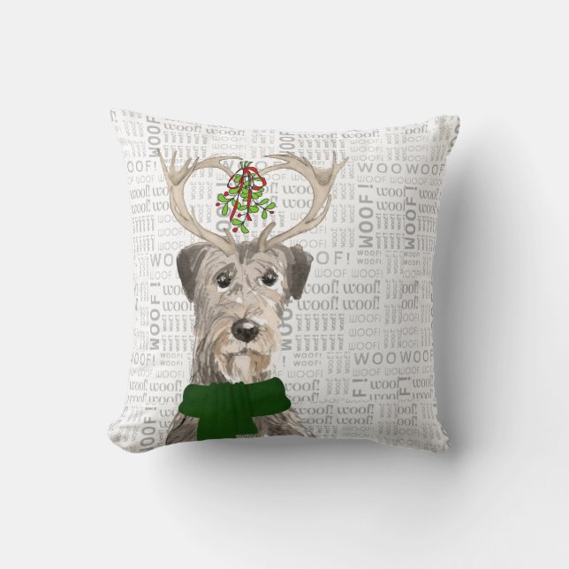 Coussin Amoureux des chiens Irish Wolfhound Noël (Recto)