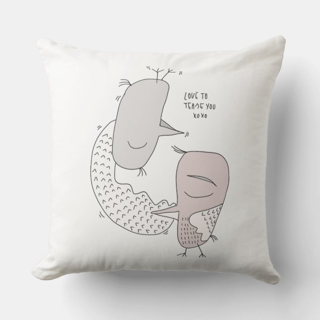 Coussin Amoureux des oiseaux moody automne mignon dessin a (Recto)