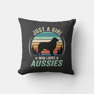 Coussin Amoureux du chien berger australien Rétro Sunset A