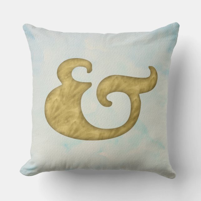 Coussin Ampersand aquarelle #Nautical | Or pour API (Recto)