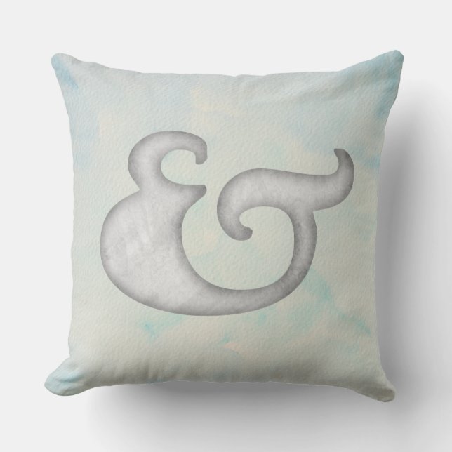 Coussin Ampersand aquarelle nautique | Blanc & Ciel (Recto)