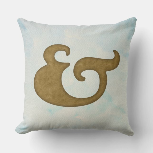Coussin Ampersand aquarelle nautique | Or et couleurs de l (Recto)