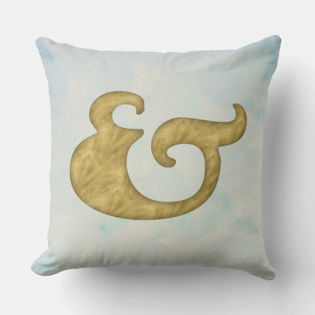Coussin Ampersand aquarelle #Nautique | Or pour API (Recto)