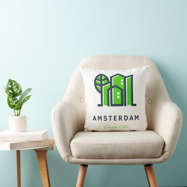 Coussin Amsterdam Pays-Bas Holland Dutch Green City (Créateur téléchargé)