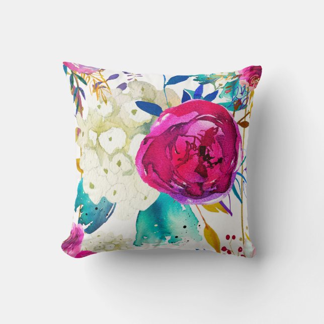 Coussin Amusant Aquarelle brillante Bold Aquarelle Florale (Recto)