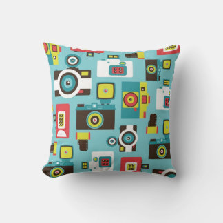 Coussin Amusant Colorful Retro Lomo Cameras Motif (Bleu)