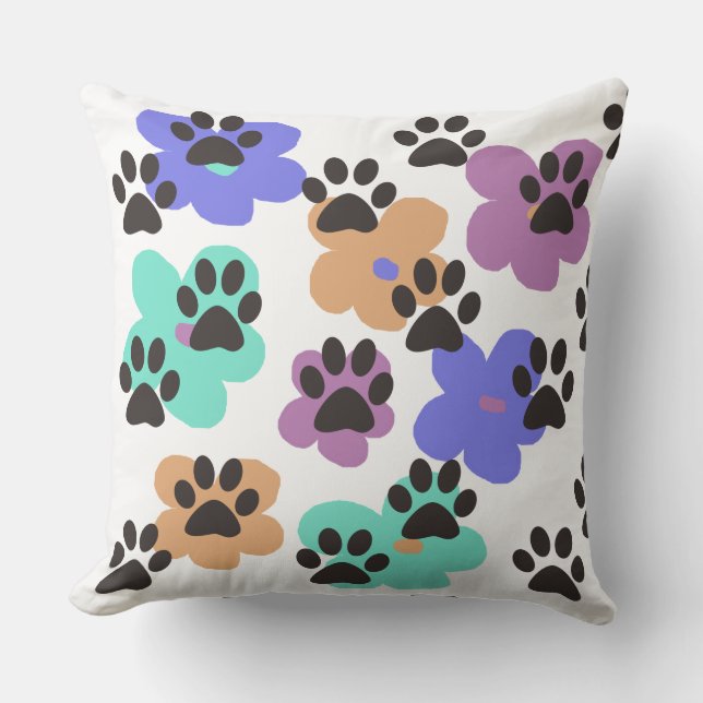 Coussin Amusant Cool coloré amusant Empreinte de patte Jeu (Recto)
