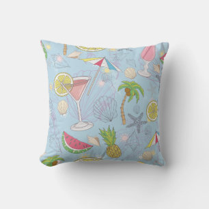 Coussin Amusant Été, Cocktail Motif sans Seamless.