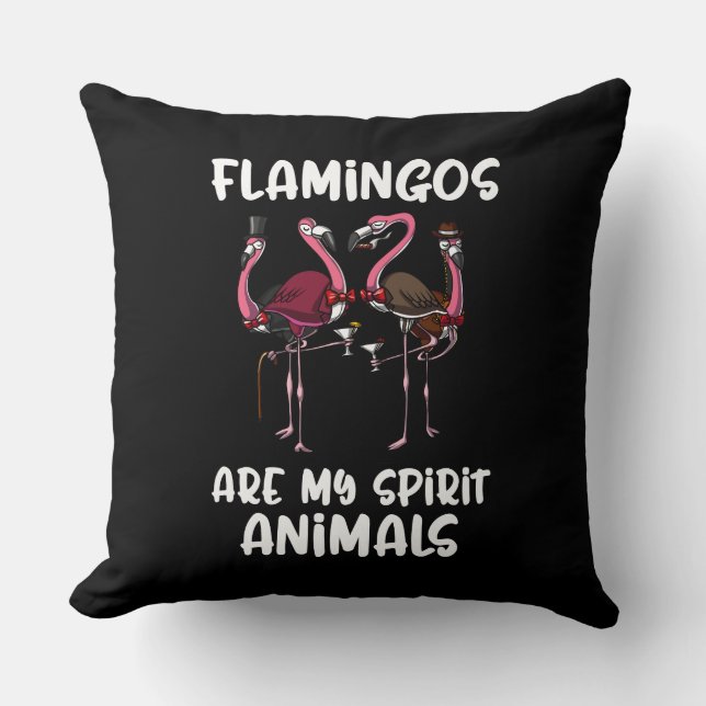 Coussin Amusant Flamant rose Oiseaux Esprit Animal (Recto)