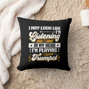 Coussin Amusante écoute dans ma tête Je joue à la trompett