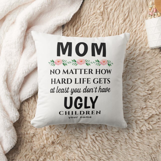 Coussin Amusante maman aquarelle florale Anniversaire (Couverture)