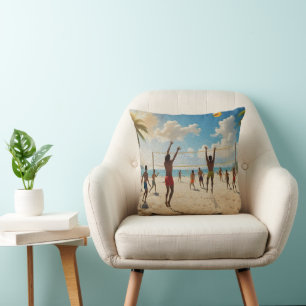 Coussin Amusez-Vous Dans La Peinture À L'Huile De Volley-B