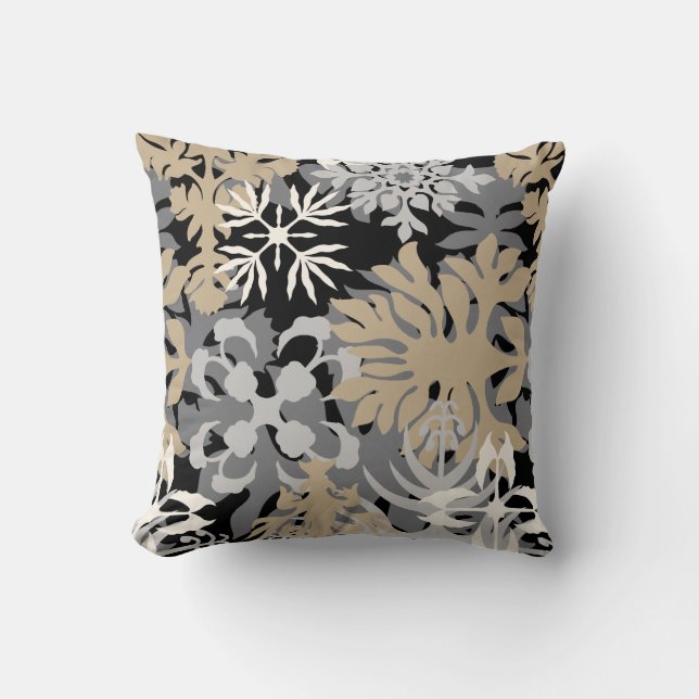 Coussin Anahola Bay Hawaiian Abstrait Floral Neutral (Recto)