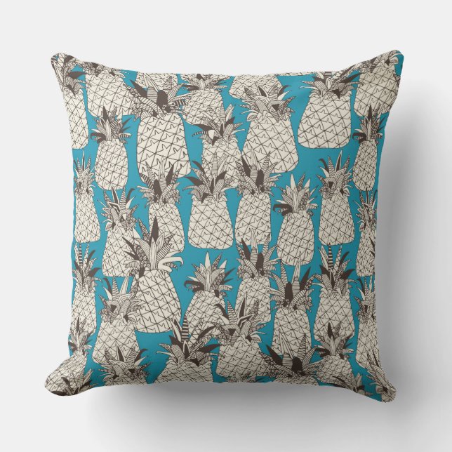 Coussin ananas bleu été (Recto)